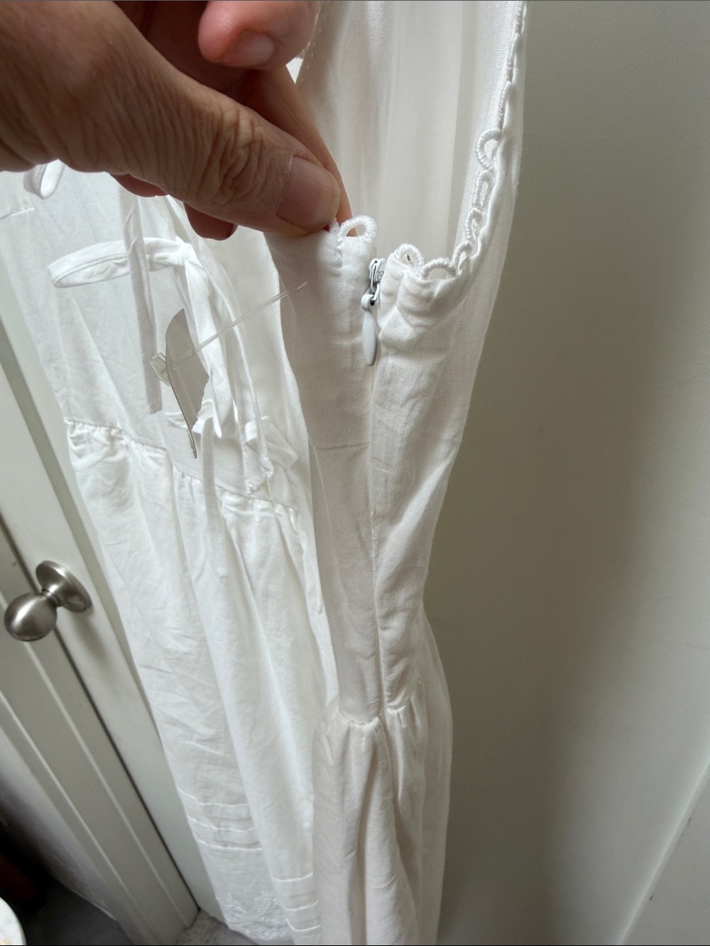 Lush White Tie-Front Eyelet Midi Dress - Picture 8 of 9
